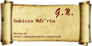 Gubicza Márta névjegykártya